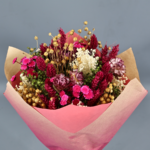 PRESERVED BOUQUET OF FLOWERS IN PINK TONES