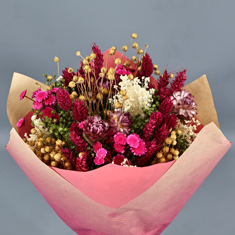 184818 BOQUET FLORES PRESERVADAS TONOS ROSADOS - Imagen 1