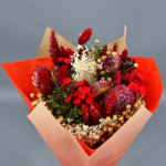 RAMO DE FLORES PRESERVADAS EN ROJO