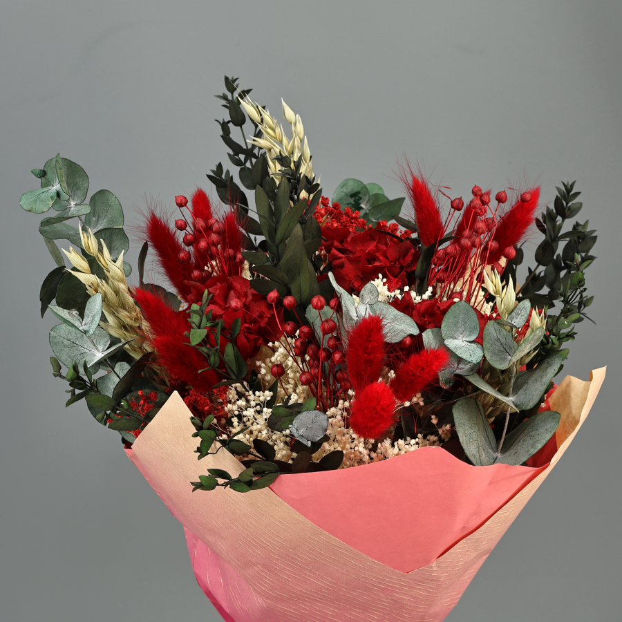 184829 RAMO DE FLORES PRESERVADAS EN ROJO - Imagen 1