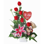 6 ROSES WITH TEDDY BEAR